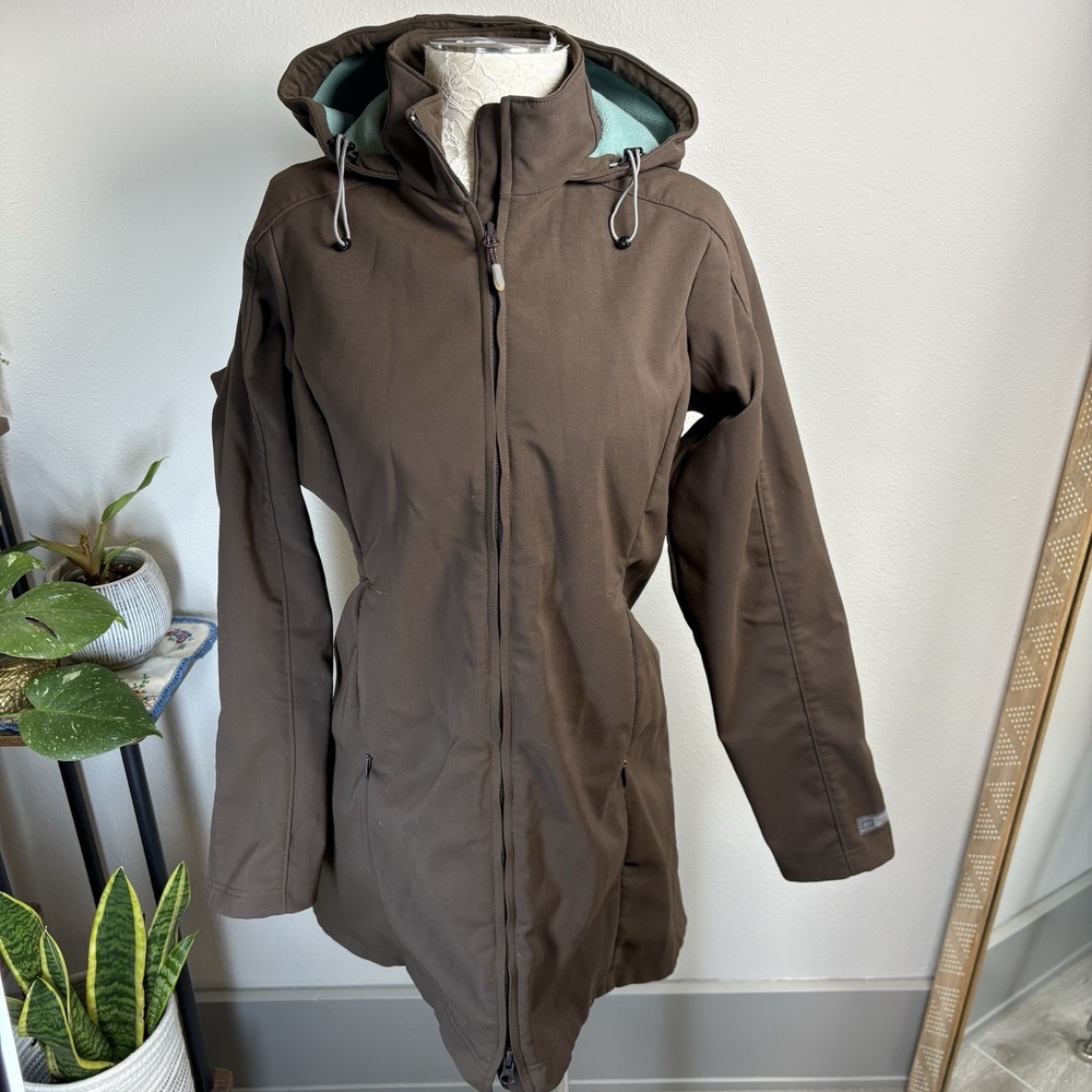 REI Co-op Women's Medium ~ Brown Hooded Zip Waterproof Jacket Media Pocket